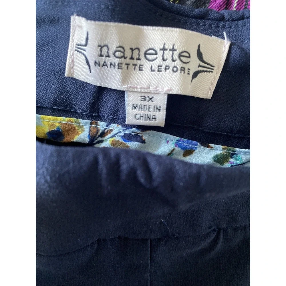 Nanette Nanette Lepore Ankle Pants Womens Size 3X Navy‎ Gold Zip Career Stretch
